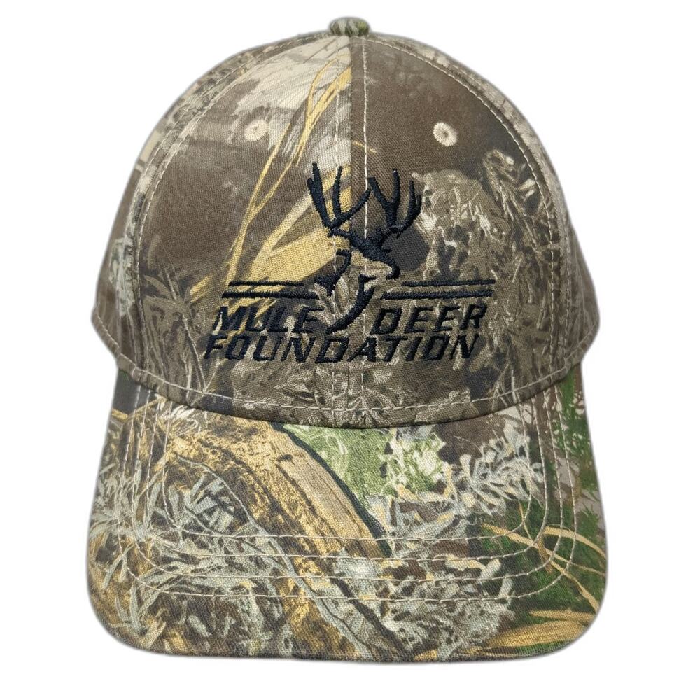 Mule Deer Foundation Baseball Cap Brown Green One Size Camo Strapback Hat